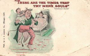 Vintage Postcard These Are The Times That Try Men's Souls Hospital Scene Comic