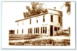 c1960 Crip Depot Bayfield Iowa Railroad Train Depot Station RPPC Photo Postcard