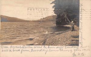 Brytant Pond Maine Scenic View Real Photo Antique Postcard J78822