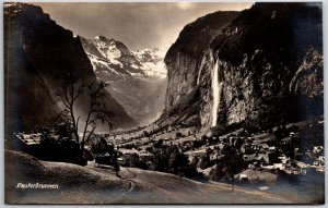 Lauterbrunnen Switzerland Swiss Alps Valley Rocky Cliffs Glacial Waters Postcard