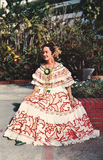 Panama Beautiful Lady Wearing Pollera National Costume Of Panama