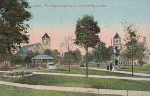 Postcard Washington Square Cedar Rapids Iowa IA