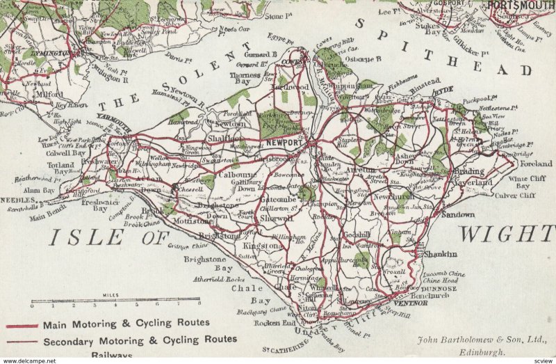 Isle of Wight Map , UK , 1900-10s