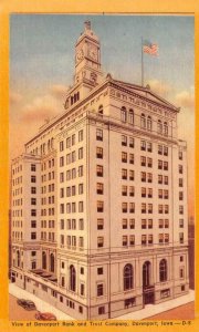 DAVENPORT, Iowa IA   DAVENPORT BANK & TRUST COMPANY   ca1940's Linen Postcard
