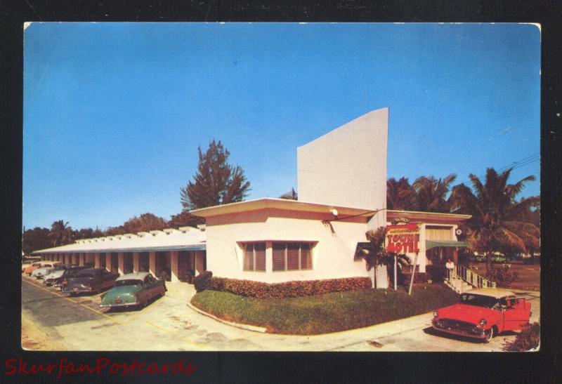 MIAMI FLORIDA TOWNE MOTEL 1950's CARS VINTAGE ADVERTISING 