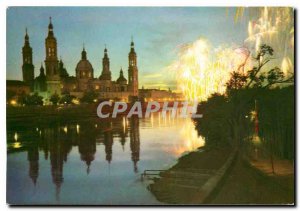 Modern Postcard Basilica del Pilar Zaragoza Nocturno