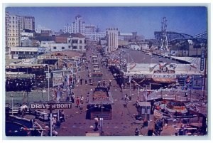 c1950's Looking East Along Famous Long Beach Pike Fun Long Beach CA Postcard