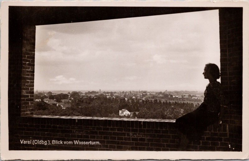 Germany Varel Blick Vom Wasserturm Woman Sitting Unused Echte RPPC Postcard H21