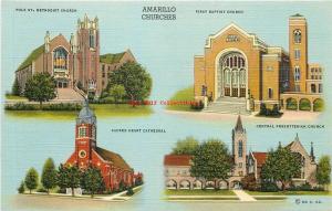 TX, Amarillo, Texas, Churches, Multi View, Curteich
