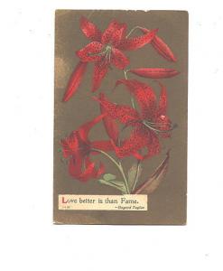 Close Up Beautiful Red Lillies 'Love Better is Than Fame', Bayard Taylor, Ser...