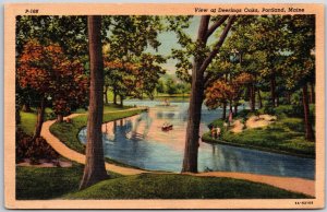 1935 View At Deerings Oaks Portland Maine ME Park Trails River Posted Postcard