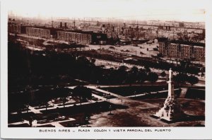 Argentina Buenos Aires Plaza Colon Y Vista Parcial Del Puerto Vintage RPPC C072