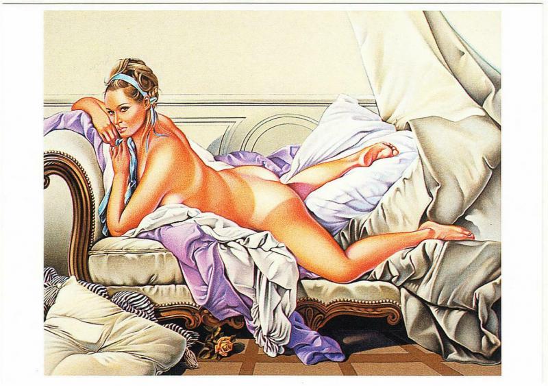 Touche le Boucher by Mel Ramos Nude Pop Art Altered Art Postcard