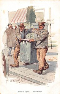 A145 Germany Berliner Typen Garbage trucker Signed F Bersch postcard