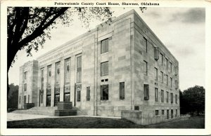 Vtg Postcard Shawnee Oklahoma OK Pottawatomie County Courthouse UNP Graycraft 