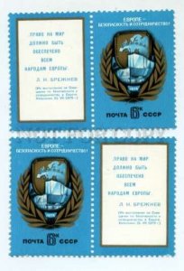 501284 USSR 1975 two stamp LABEL European Security Conference