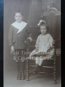 Old RPPC - Portrait of Boy & Girl ( Girl reading from a book)