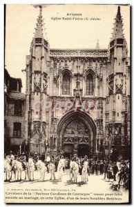 Old Postcard Avignon Eglise Saint Pierre Camargue Horses