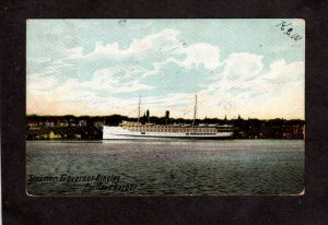 ME Steamer Steamship Steam Ship Governor Portland Maine Harbor 1906 Postcard