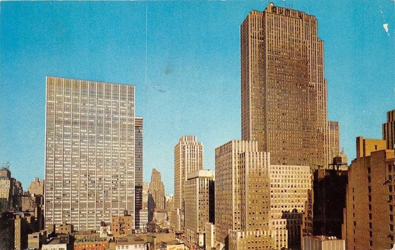 New York City~Rockefeller Center Buildings~Avenue of America~1962 Postcard