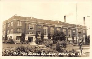 Boone Iowa~High School Building~Radio Antenna in Front~Smoking Stack~1940s RPPC