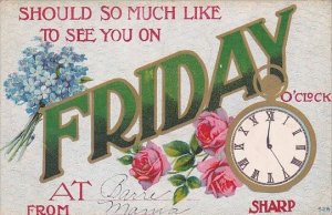 Day Card Friday With Clock 1909