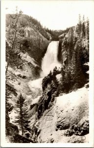 RPPC Lower Fall from Red Rock, Yellowstone Nat'l Park WY Vintage Postcard N36