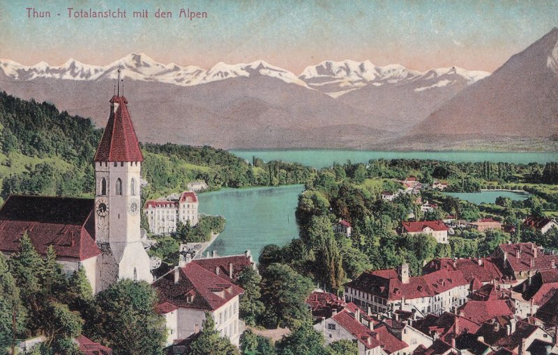 Thun Totalansicht Antique Switzerland Postcard