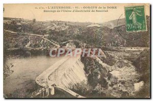 Old Postcard Auvergne Gorges Dam Dore of electricity Factory Sauviat