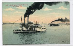 Mark Twain City Harbor Ferry Boat St Louis Missouri 1910c postcard