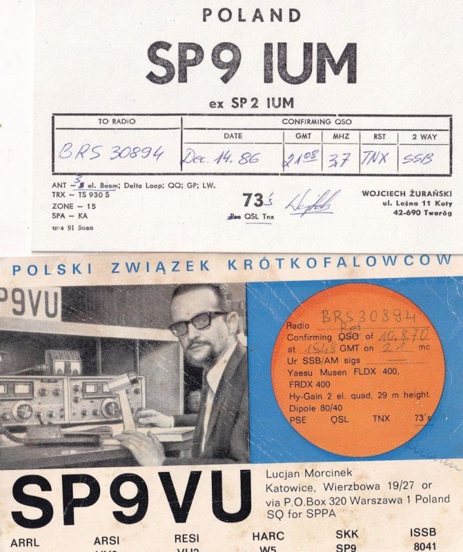 Poland 2x Amateur Radio Polish QSL Card s
