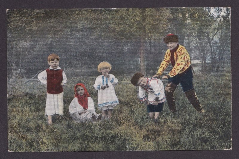GERMANY 1917, Vintage postcard, Ukrainian children, Fieldpost WWI