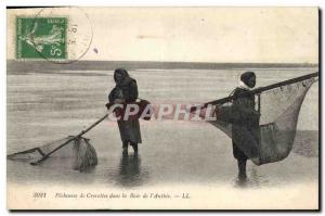 Old Postcard Fishing shrimp fishers in the Bay of & # 39Authie