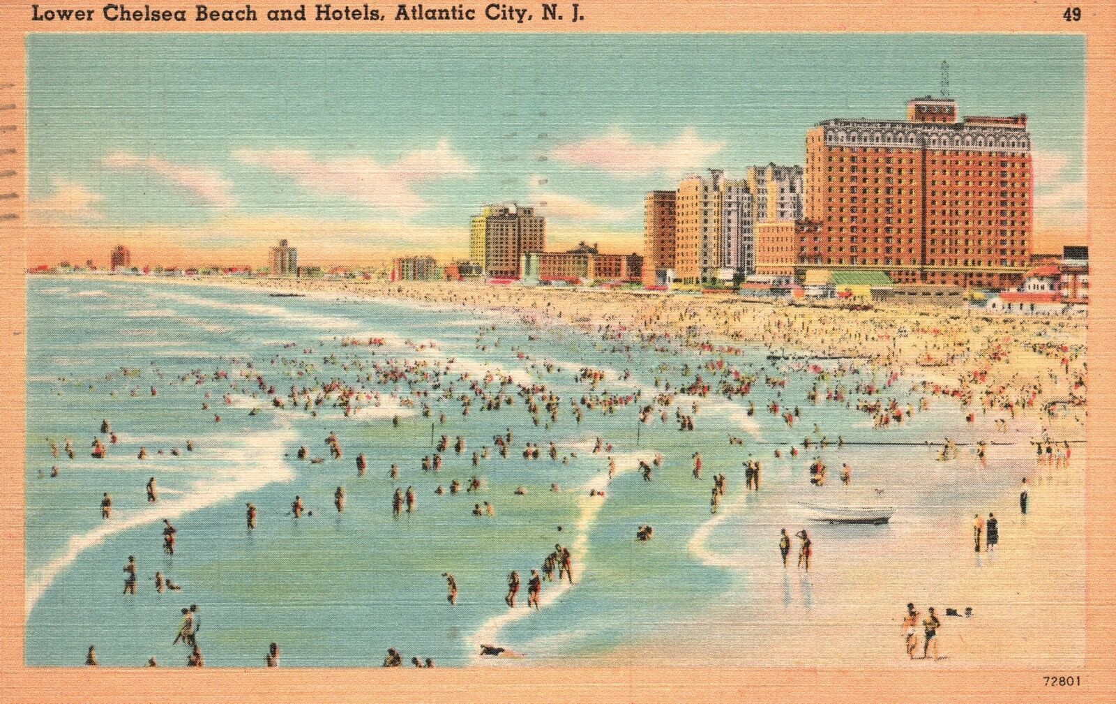 Vintage Postcard 1948 Lower Chelsea Beach & Hotels Atlantic City New
