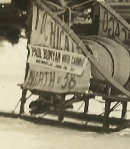 Bemidji MINNESOTA RP 1933 CROSS COUNTRY TRAVELER Dog Sled Ice Castle AUTOGRAPHED