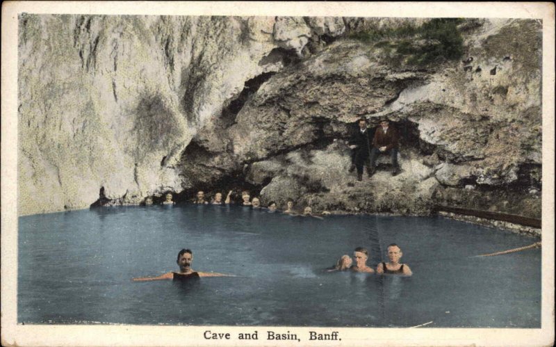 Banff Alberta AB Cave and Basin Bathers c1910 Vintage Postcard