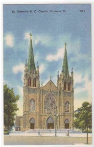 St Gabriel's Roman Catholic Church Hazleton Pennsylvania linen postcard