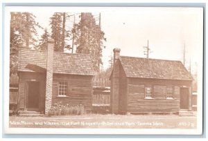 Tacoma WA Postcard RPPC Photo Wash Room Kitchen Old Fort Nisqually Pt. Defiance