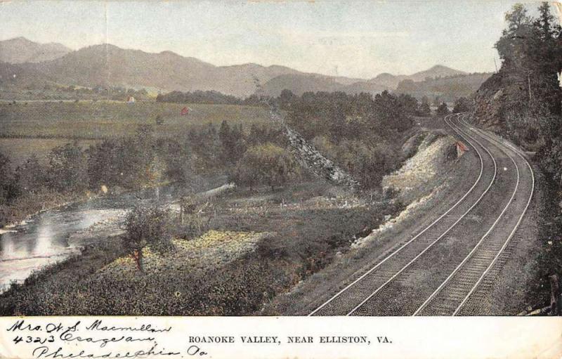 Elliston Virginia Roanoke Valley Railroad Antique Postcard K61945