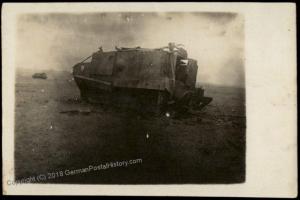 Germany Empire WWI Panzer Destroyed German Tank  RPPC 65362