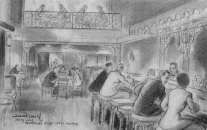 Drury Lane Restaurant Bar E 57th Artist Edward C Caswell New York City postcard