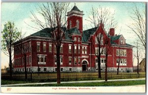 High School Building, Monticello IN Vintage Postcard W31