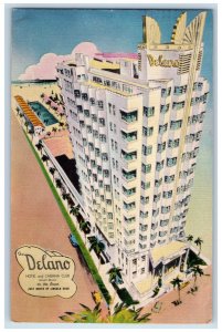 1951 The Delano Hotel and Cabana Club Miami Beach Florida FL Posted Postcard