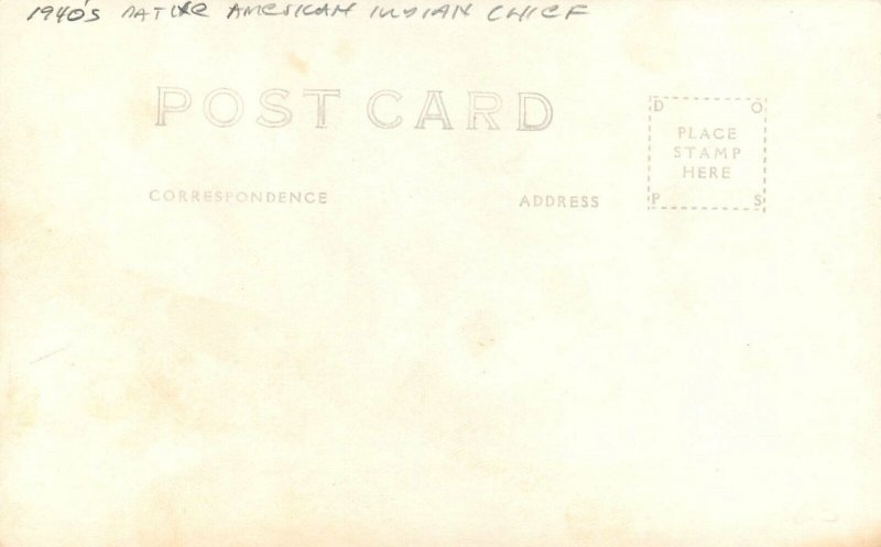 RPPC Sioux South Dakota Postcard 1940s Native American Chief Blue Cloud 23-6479