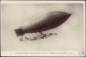 Zeppelin, Airship Ville de Paris (1911) RPPC