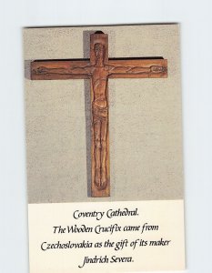 Postcard Wooden Crucifix Coventry Cathedral England