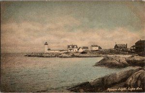 View of Squam Light Lighthouse Cape Ann Gloucester MA UDB Vintage Postcard Q40