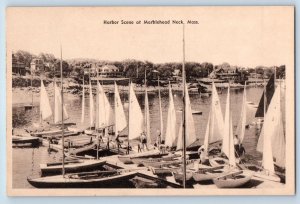 Marblehead Neck Massachusetts Postcard Harbor Scene Yacht Boats c1920's Antique