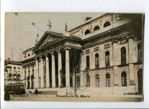 299837 PORTUGAL LISBOA Maria theatre TRAM Vintage tinted postcard