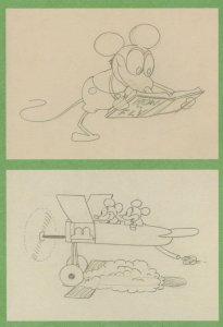 Mickey Mouse Plane Crazy Cartoon Storyboard Sketch Postcard